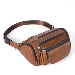 Waist Bags Men's Real-leather Bag European And American Retro Large Capacity Outdoor Pocket First Layer Cowhide Belt