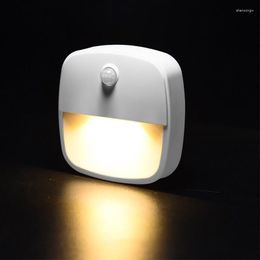 Night Lights LED PIR Motion Sensor Light Battery Power Lamp For Bedroom Kitchen Cabinet Wireless Closet