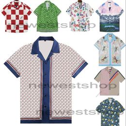 Mix order Mens Casual Shirts Summer Hawaii Floral Letter Print Beach tShirts designers luxury tshirt Designer Silk Bowling Shirt w284w