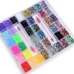 Nail Art Decorations 3mm Clear AB Crystal Set Round Resin Flatback Colourful Glitter Gems Nail Accessories DIY 3D Nail Art Decorations 230821