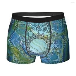 Underpants Beautiful Mandala - Indigo Blue And Dusty Green Tones Bohemian Breathbale Panties Male Underwear Sexy Shorts Boxer