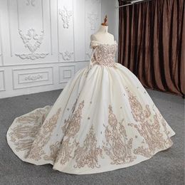 Luxury Ivory Ball Gown Quinceanera Dresses Off Shoulder Mexican Shiny Applique Lace Sweet 16 Dresses Vestidos De 15 Anos Lace Up