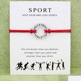 Charm Bracelets Volleyball Card Baseball Softball Basketball Soccer Ice Hockey Tennis Sports Jewellery Women Girl Boy Men Gift Drop De Dhwt2