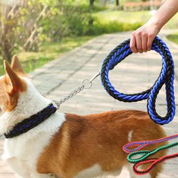 Dog Collars Pet Collar Big Dogs Rope Not Le Neck Automatic Contraction Traction Double Colour Woven Nylon Supplies