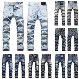 2022 Men's Jeans European American Street Fashion Brand Men Jeans slim denim straight biker skinny ripped jean Hip hop Pencil1697