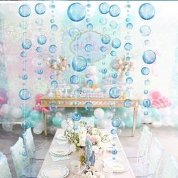 Decorative Objects Figurines 4 Styles Transparent Bubble Garland Mermaid Party Decoration Colorful Blue Flat Hollow Hanging Ribbon Birthday Baby Shower 230818