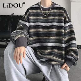 Men's Hoodies Sweatshirts Spring Autumn Striped Casual Hip Hop Oversized Sweatshirt Man Harajuku Streetwear Korean Tops Fashion Pullover Ropa De Hombre 230818