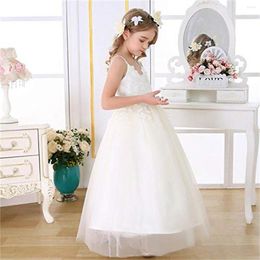 Girl Dresses Vintage White Lace Tassel Thin Strap Flower Dress Wedding Elegant Little Child First Eucharistic Birthday