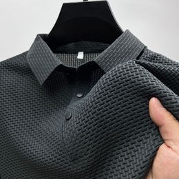 Luxo Mens Polos High -End Gelo Elasticidade de seda Camisas Polo 2023 Trends de verão Trend masculino Brand de negócios de roupas de vestuário 230821