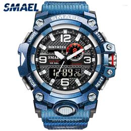 Wristwatches SMAEL Fashion Sport Watches Men Chronograph Clock Luxury Waterproof Man 2023 Modern Dual Movement 8035