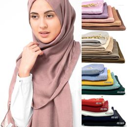 Ethnic Clothing Autumn Winter Silk Like Hijab Scarf Shawl Muslim Islamic Large Size Plain Headwrap Women Soft Headscarf Smooth Headband