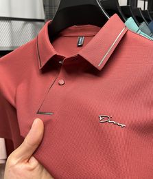 Men's Polos High end ice silk comfortable and breathable Tshirt Men short sleeve summer fashion letter brand embroidered casual polo shirt 230821