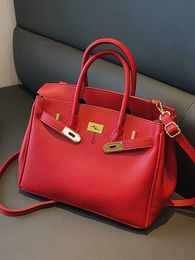 Leather Bk Platinum Handbag Genuine Bride Red for Women 2024 Fashion Small Wedding Crossbody Bag
