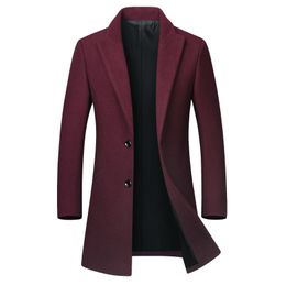 Mens Wool Blends Autumn and Winter Italian Style Elegant Fashionable Midlength Simple Suit Collar Casual Slim Woolen Coat 230818