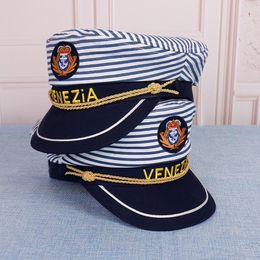 Ball Caps Fashion Stripe Navy Sailor Cap For Man Women Adjustable Stage Costume Captain Hat