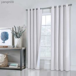 Curtain Total Blackout Foamback Grommet Curtain Panel Pair each 52" x 63" in White HKD230821