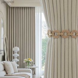 Curtain Japanese Style Chenille Blackout Living Room Curtain Thickened Soundproof Bedroom Curtains Light Luxury Study Bay Window Drapes HKD230821