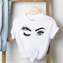 Retail Plus Size Womens Clothing Designer T Shirt 2023 Summer Round Neck Eye Print White Shirts Short Sleeved Ladies Top Bottom253t