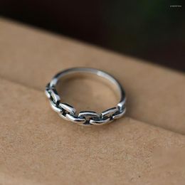 Cluster Rings WPB S925 Sterling Silver Women Chain Ring Vintage Distressed Jewellery For Girl's Holiday Gift Party