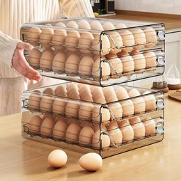 Storage Bottles Transparent Refrigerator Egg Tray Box Capacity Double Layer Container With Timer Scale Space-saving