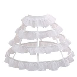 Women Girls Lolita Hollow Lotus Leaf Lace Bird Cage Fish Bone Skirt Cosplay Dress Skirt Petticoat Bride Wedding Dress Lining