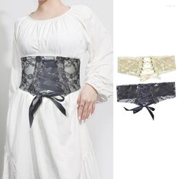 Belts Lace-up Back Buttons Girdle Belt Elegant For Women Adjustable See-through Embroidery With Everyday