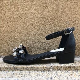 Sandals Fashion Ankle Strap Buckle Women High-heeled Open Toe Rhinestones Thick Platform Summer Shoes Crystal