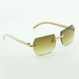 New fashion frame cut corner sunglasses 0286O with new hardware natural white buffalo horn high-end sunglasses lenses