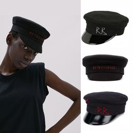 Berets Women Autumn Hats Cotton sboy Caps Letter Genuine Leather Brim Flat Military Visor XSL 230821