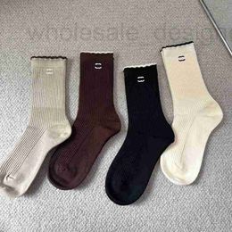 Socks & Hosiery Designer Trendy and fashionable high ankle socks minimalist letters, Colour matching lace, pile up short cotton sock for women LIT4