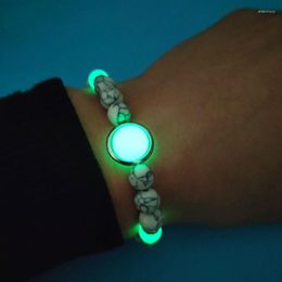 Charm Bracelets Natural Stone Luminous Beaded Bracelet Bangle Women Fluorescence Halloween Glowing Men Jewellery