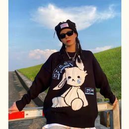 Men's Sweaters Knitted Harajuku Y2K Winter Women jumper Oversized Sweaters Long Sleeve Goth Fashion bunny print Kawaii Grunge Streetwear 230818