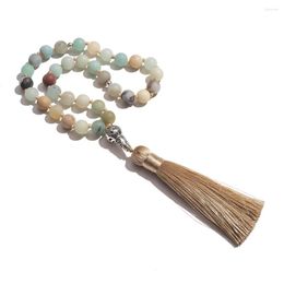 Pendant Necklaces Islamic Muslim Tasbih Prayer Beads 8mm Matte Amazonite Knotted 33 Rosary Jewellery For Men And Women