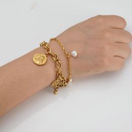 Link Bracelets Stainless Steel Catholic Priest St. Benedict Bracelet Gold Plated Colour Preserving Tree Of Life Exorcist