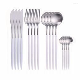 Dinnerware Sets Golden Cutlery Stainless Steel Forks Knives Spoons Home Kitchen Tableware Dinner Set White Complete