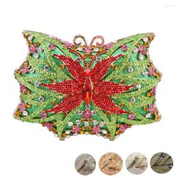 Evening Bags Green Crystal Butterfly Animal Designer Purse Party Prom Pouch Ladies Wristlets SC540