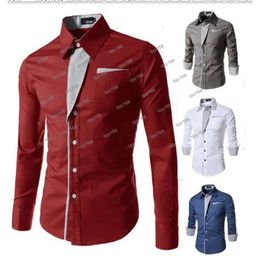 2023 New Mens Formal Business Shirts Casual Slim Long Sleeve Dresse Shirts Camisa Masculina Casual Shirts Asian Size M-4XL