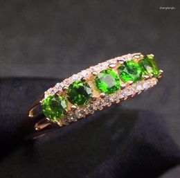 Cluster Rings Diopside Ring Natural Green 925 Sterling Silver Fine Jewellery 0.15ct 5pcs Gemstone #J18060409