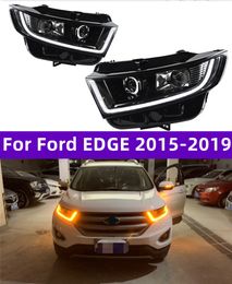 Car Lights For Ford EDGE 20 15-20 19 Headlight Assembly LED Driving Lights High Beam Lens Turn Signal Lighting Accessories