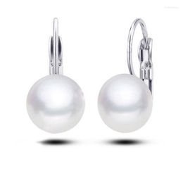 Dangle Earrings Fast Stock Geniune 925 Sterling Silver Needle Jewelry 12MM Natural Freshwater Pearl Hoop Ear Lever Gift