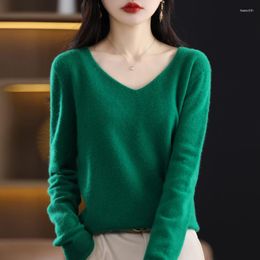 Women's Sweaters Cashmere Sweater V-Neck Pullover Slim Fit Fashion Knit Underlay Pure Wool Basic Jacket Korean Topfour Season