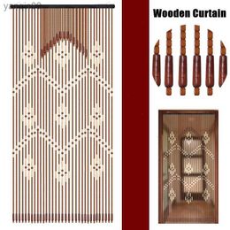 Curtain Wooden Door Curtain Living Room Partitions Hanging Bead Curtains Handmade Solid Wood Bead Curtain 90*220cm Home Decor Room Divid HKD230821