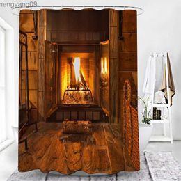 Shower Curtains Harry Magic Bookshelf Broom Shower Curtains Old Vintage Wood Grain Retro Home Decor Waterproof Bathroom Curtain With R230821