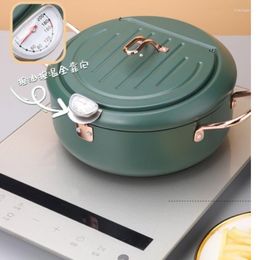 Pans Household Stainless Steel Oil Pan With Cover Tempura Fryer Small Saving French Fries Frying