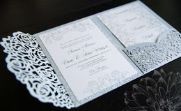 Creative Rose Laser Cut Wedding Invitation Card DIY Shiny Wedding Invitations for Quinceanera Birthday SweetZZ
