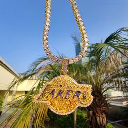 Pendant Necklaces Hip Hop Letter Pendant With Iced Out Tennis Chain Necklace For Men Fashion Bling Charm Basketball Boy Jewellery Drop 230821