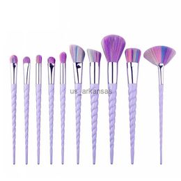 Makeup Brushes 10pcs Unicorn Makeup Brushes With Colourful Bristles Handles Fantasy Makeup Brush Set Foundation Eyeshadow Unicorn Brush Kit HKD230821