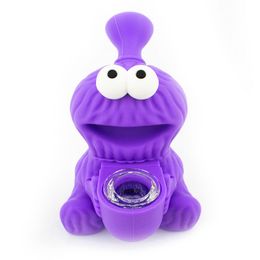 New Colorful Innovative Silicone Pipes Frog Monster Style Glass Filter Nineholes Screen Bowl Portable Easy Clean Herb Tobacco Cigarette Holder Smoking Handpipes