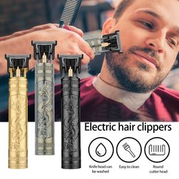 Electric Shavers Vintage T9 Electric Hair Cutting Machine Hair Clipper Professional Men Shaver Rechargeable Barber Trimmer for Men Dragon Buddha 230821