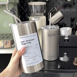 Tumblers 304 Stainless Steel Ice American Style Keep Cold Coffee Cup Double Vacuum Mug Home Drinking Lid Portable Insulation 230818